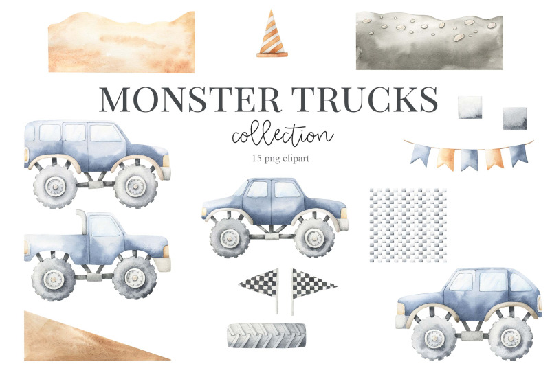 monster-trucks-watercolor-set