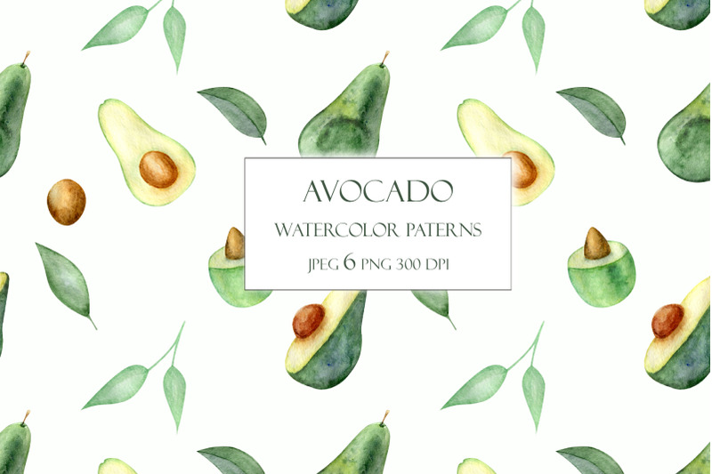 watercolor-avocado-seamless-patterns