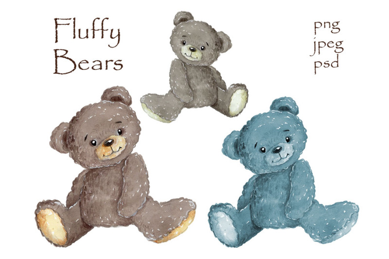 cute-fluffy-teddy-bears-watercolor-illustrations