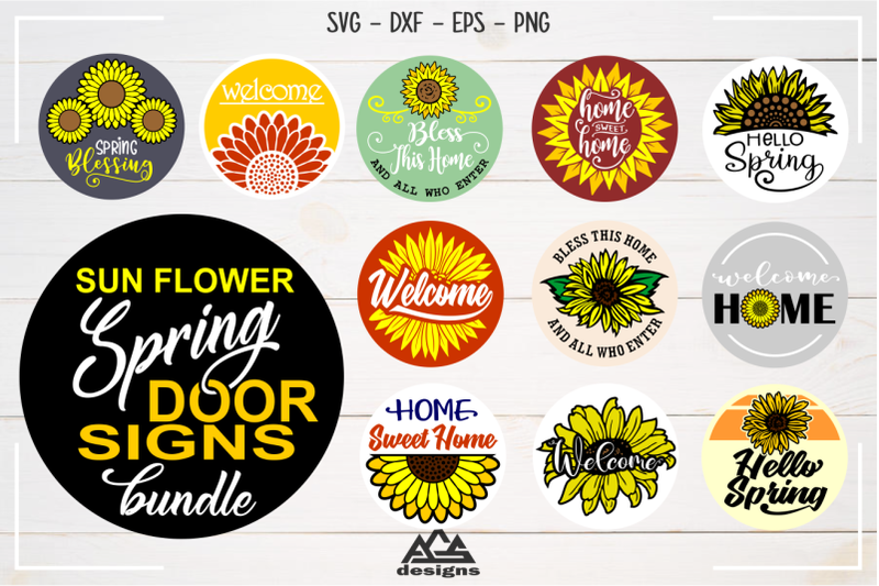 12-sun-flower-spring-door-signs-bundle-svg-design