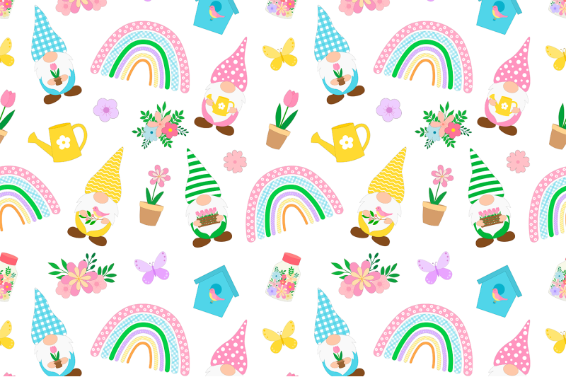 spring-gnomes-pattern-spring-gnomes-svg-gnomes-background