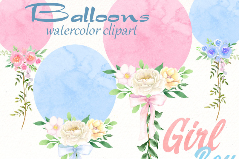 watercolor-baby-shower-ballons-png-bundle-flowers-ballon-clipart
