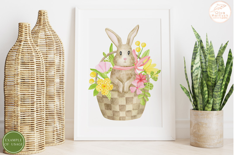 watercolor-spring-rabbit-in-floral-basket-clipart-easter-bunny-png