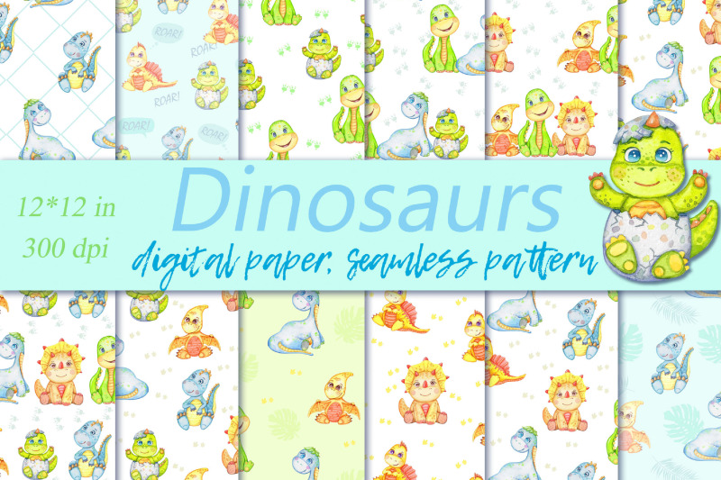 dinosaurs-watercolor-seamless-pattern-cute-animals-print