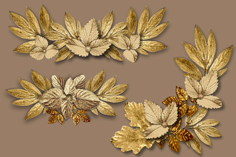 golden-set-of-leaves-and-elements-png