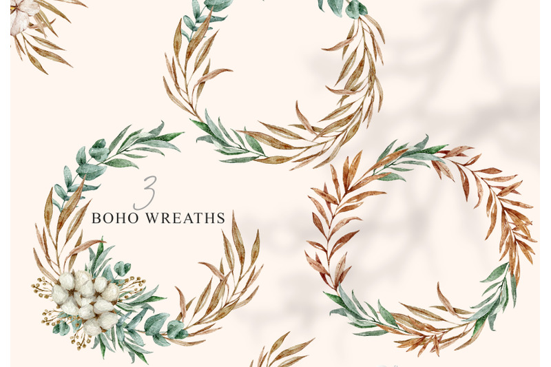 watercolor-boho-wedding-floral-wreaths-clipart-3-png-files