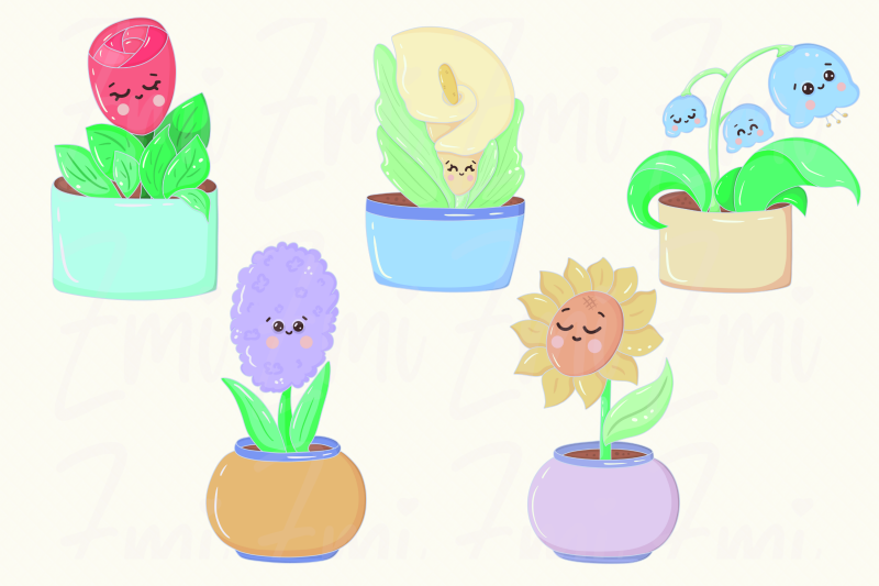 kawaii-flowers-clipart-illustration