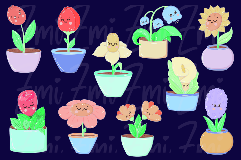 kawaii-flowers-clipart-illustration