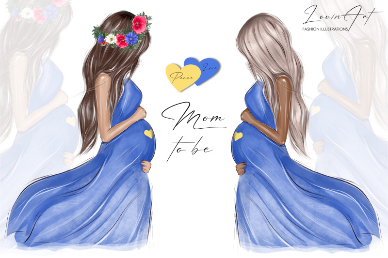 pregnancy-clipart-stand-with-ukraine-blue-and-yellow-mom-to-be
