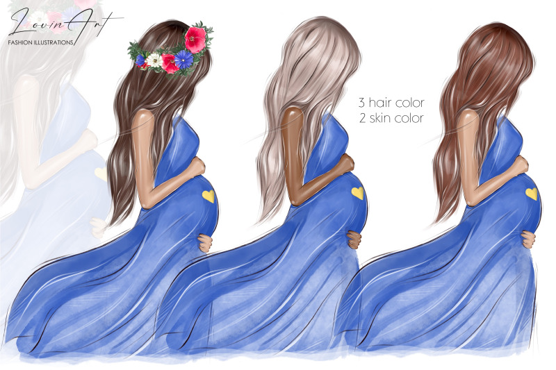 pregnancy-clipart-stand-with-ukraine-blue-and-yellow-mom-to-be