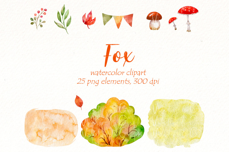 cute-fox-clipart-bundle-watercolor-fall-landscape-png