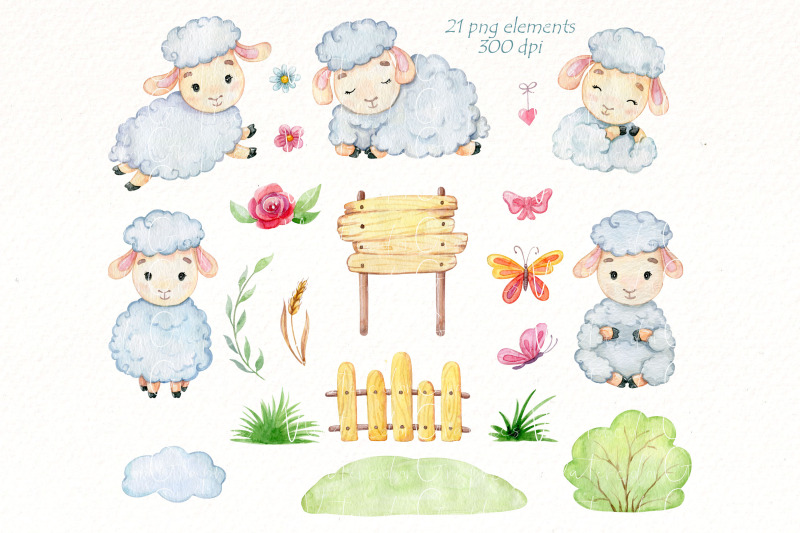 cute-sheep-clipart-watercolor-farm-animal-bundle-baby-lamb-png