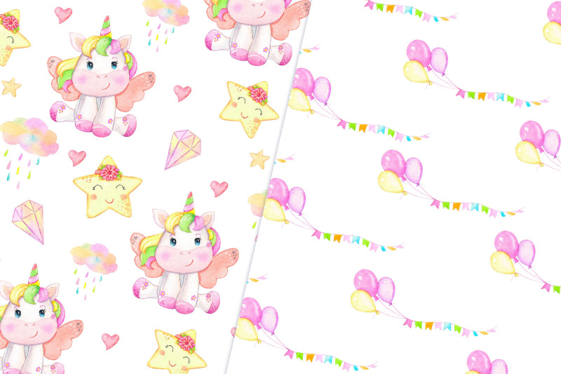 watercolor-unicorn-seamless-pattern-bundle-animal-paper