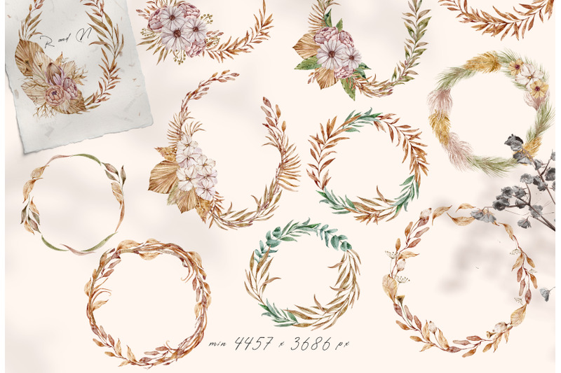 watercolor-boho-wedding-floral-wreaths-clipart-17-png-files