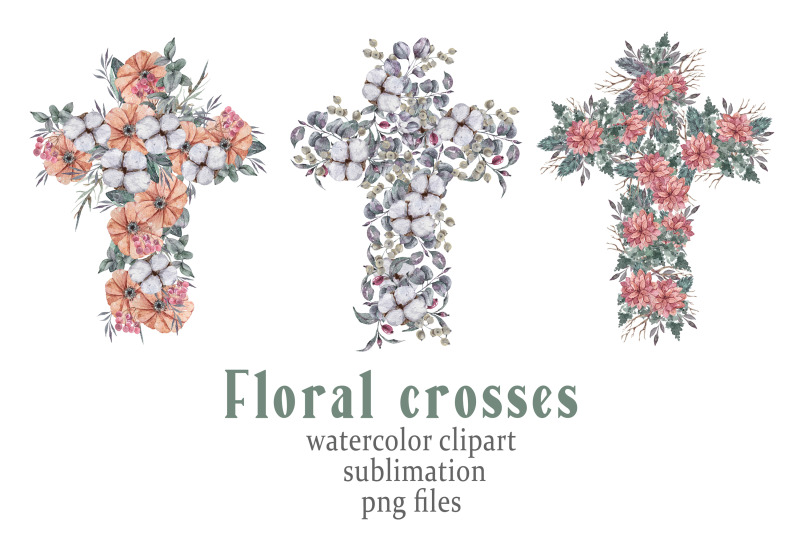 watercolor-easter-floral-crosses-clipart-5-png-files