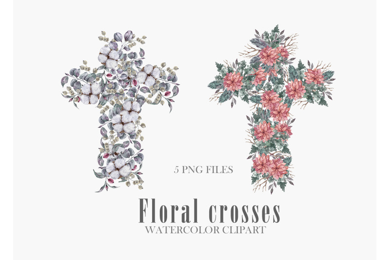 watercolor-easter-floral-crosses-clipart-5-png-files