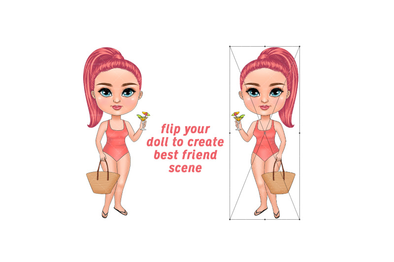 best-friends-chibi-clipart-summer-customizable-cute-fashion-girl-c