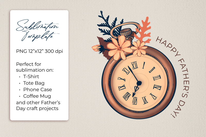 father-039-s-day-sublimation-template-pocket-watch-and-flowers