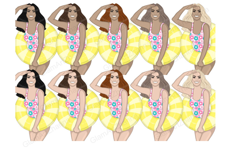 pool-girl-clipart-beach-woman-illustration