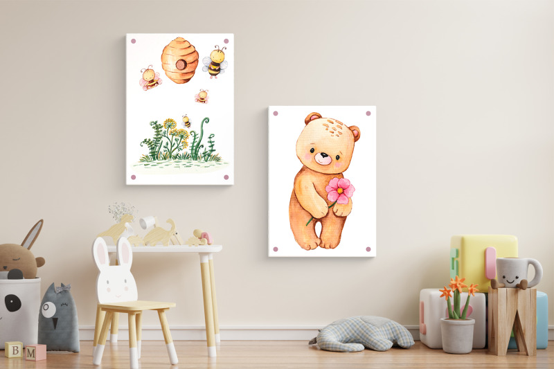 cute-bear-and-bee-watercolor-clipart