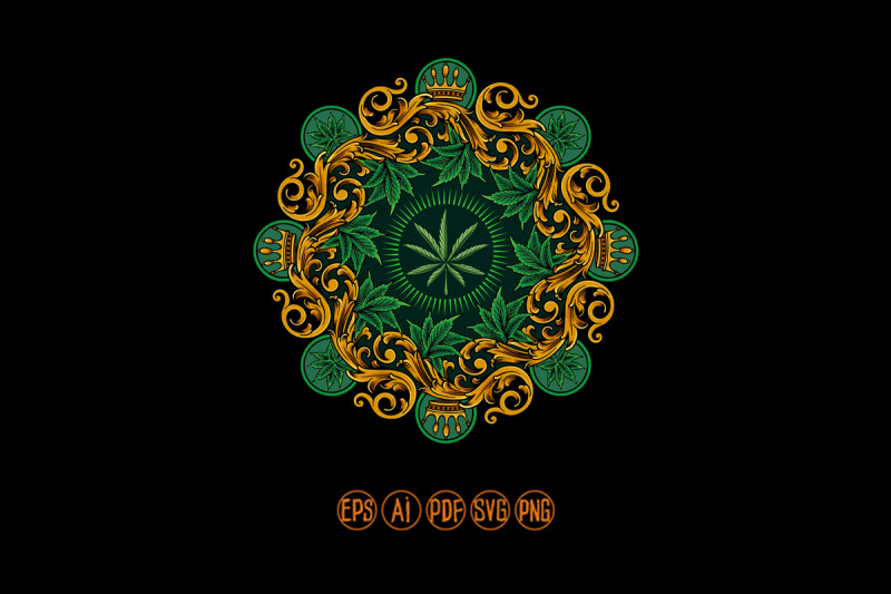 classic-crown-luxury-weed-leaf-mandala-ornament