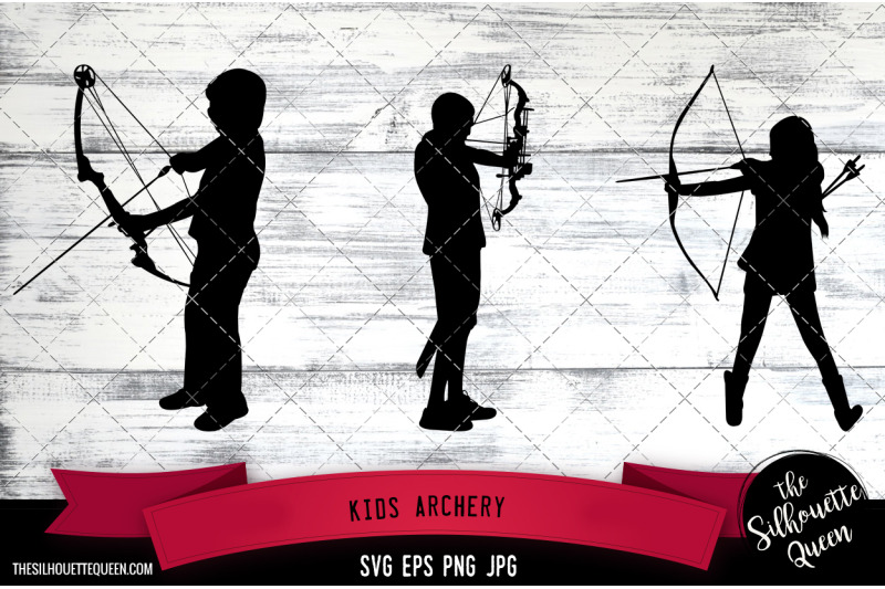 kids-archery-silhouette-vector-kids-archery-svg-clipart-graphic