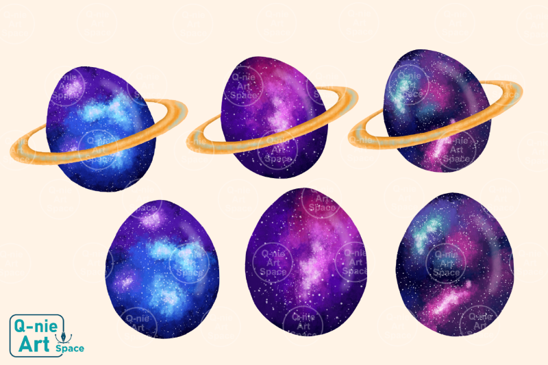 galaxy-style-easter-day-illustration-bundle-rabbit-clipart