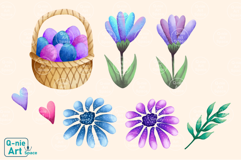 galaxy-style-easter-day-illustration-bundle-rabbit-clipart