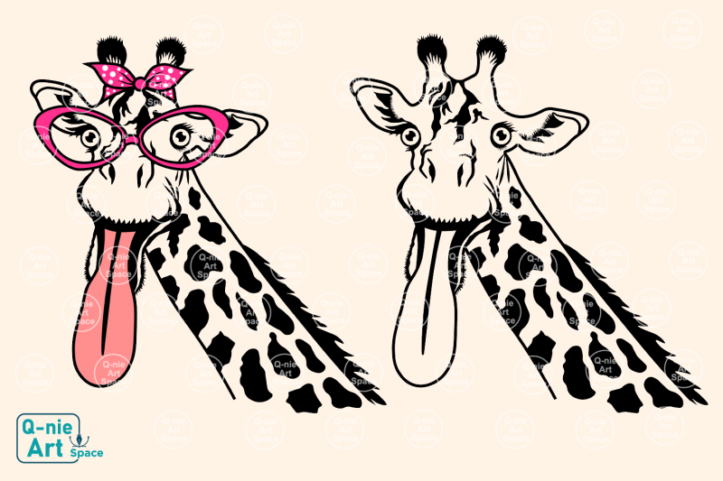 giraffe-with-bandana-and-glasses-svg-wild-animal-clipart