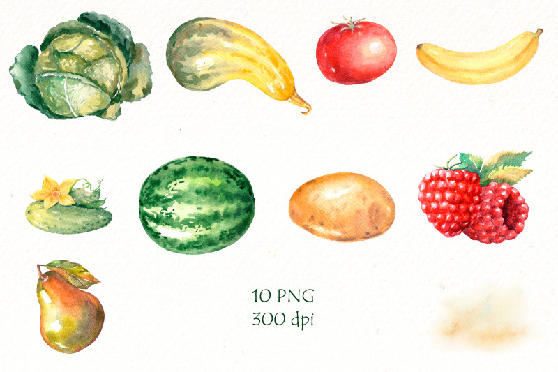 fruit-and-vegetable-watercolor-clipart-bundle-food-png-clip-art