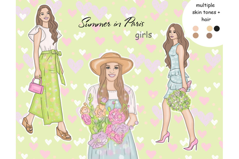 summer-in-paris-girls-clipart