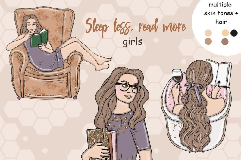 sleep-less-read-more-girls-clipart