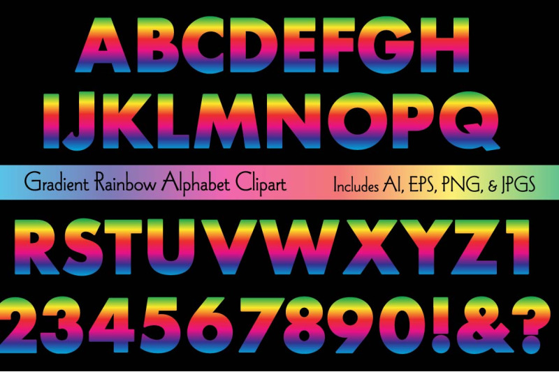 gradient-rainbow-alphabet-clipart