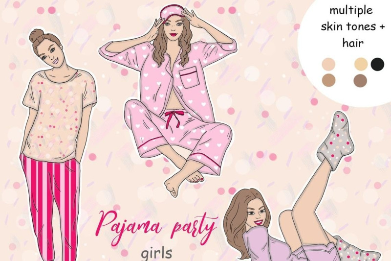 pajama-party-girls-clipart