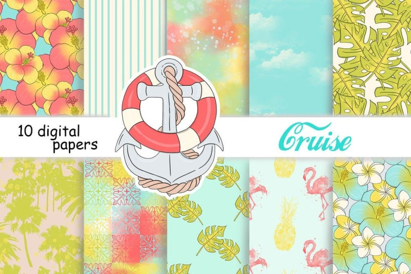 cruise-digital-paper-summer-pattern-bundle