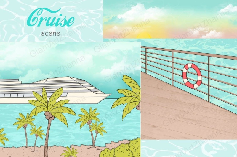 cruise-ship-clipart-tropical-beach-landscape