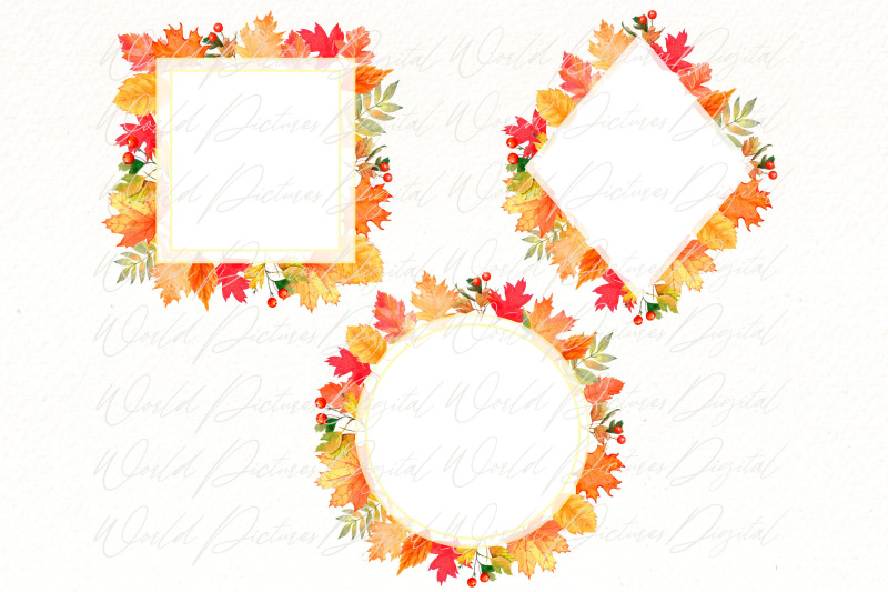 fall-leaves-wreath-png-bundle-autumn-frame-watercolor-clipart