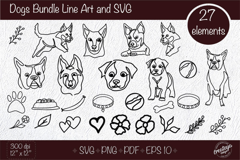 dog-bundle-svg-dog-outline-svg-dog-breed-line-art-hand-drawn-dog-sv