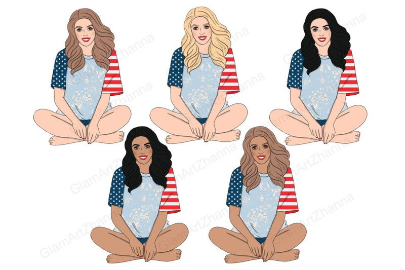 4-of-july-fourth-of-july-girls-clipart