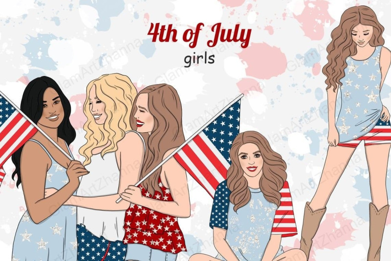 4-of-july-fourth-of-july-girls-clipart