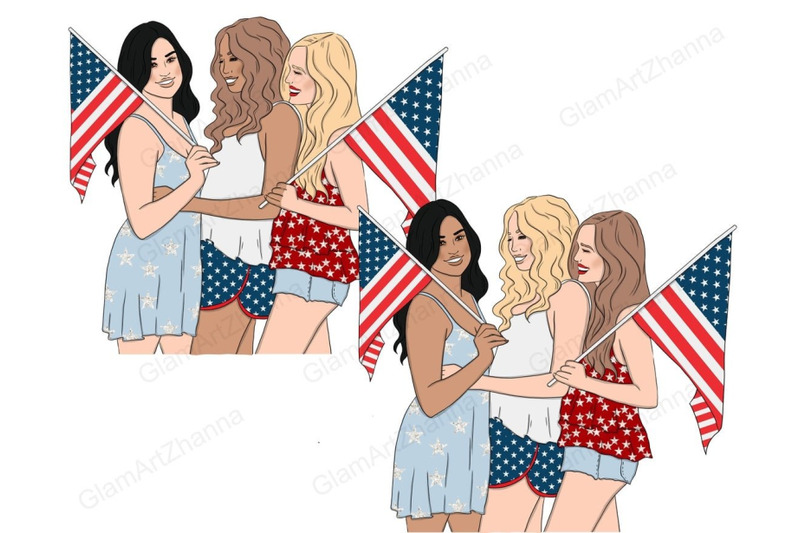 4-of-july-fourth-of-july-girls-clipart