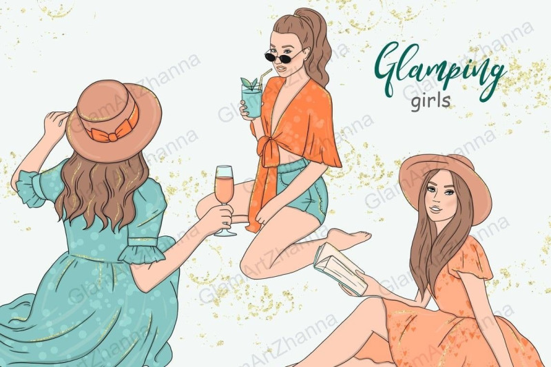 glamping-girls-clipart