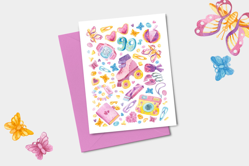 90s-watercolor-clipart-seamless-patterns-amp-printable-wall-art-for-n