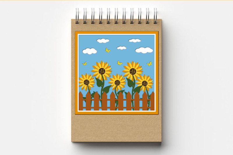 postcard-template-with-sunflowers-paper-clipping-svg