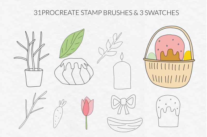 easter-procreate-stamps-brushes-rabbit-stamps-easter-basket