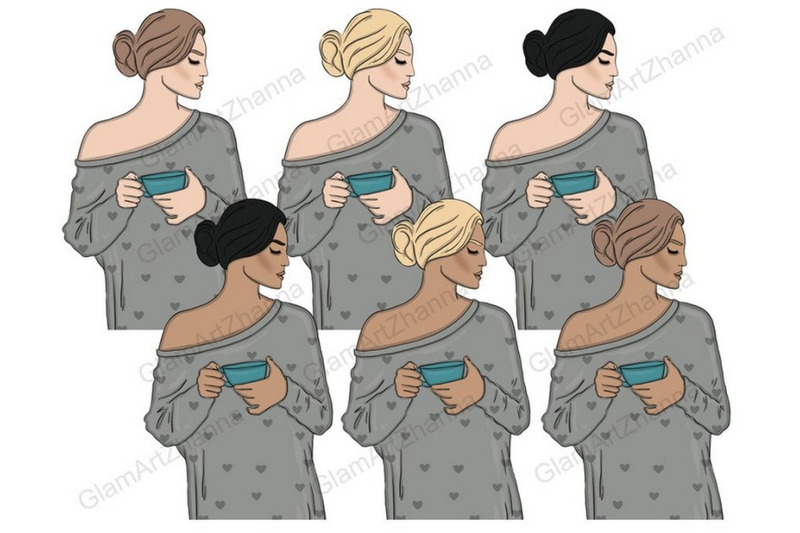 i-love-coffee-girls-clipart