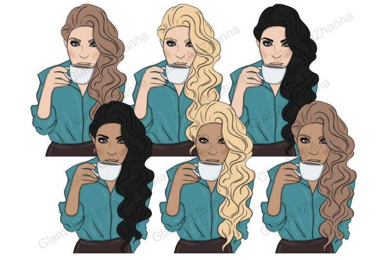 i-love-coffee-girls-clipart