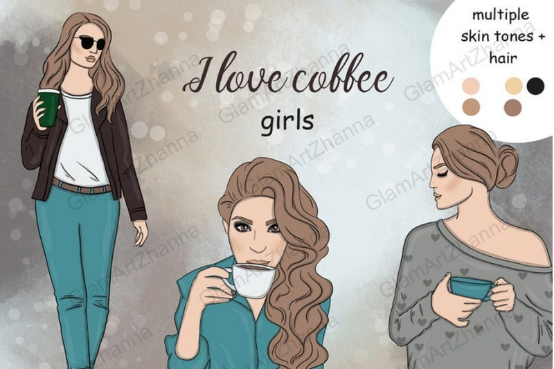 i-love-coffee-girls-clipart