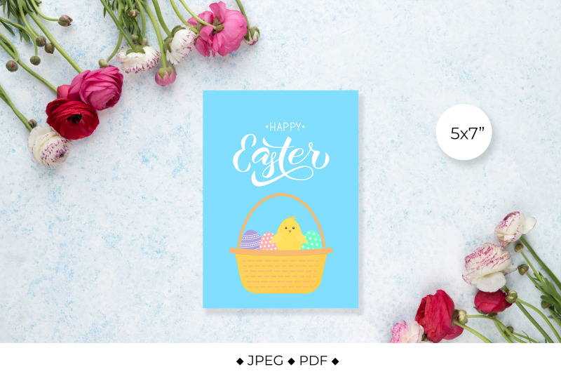 easter-card-eggs-bunny-and-cute-cartoon-chicken-on-grass-nbsp
