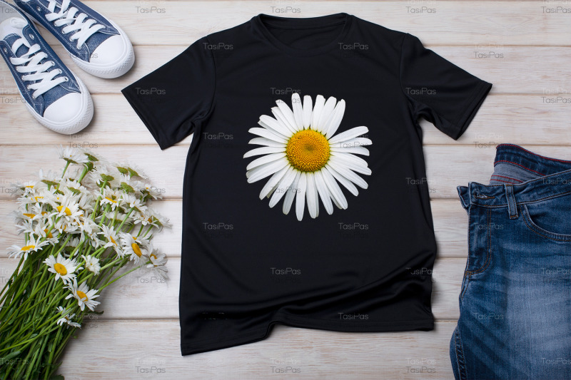 black-t-shirt-mockup-with-daisy-flowers-and-jeans